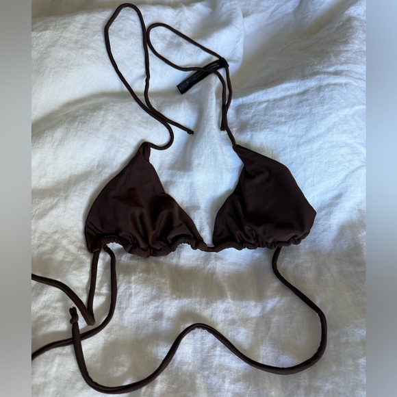 Ark Swimwear Brown Chocolate Triangle String Minimalist Seamless Luxe Bikini - Picture 3 of 3